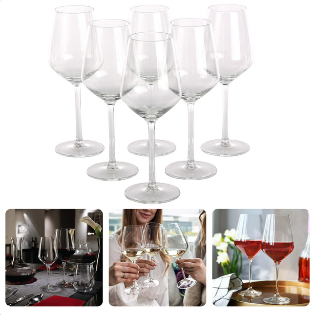 Cheqo® Rode Wijnglazen Set - Wijnglas voor Rode Wijn - Wijnglas Set - 530 ml - Kleurloos Glas - Vaatwasserbestendig - Elegante Stijl