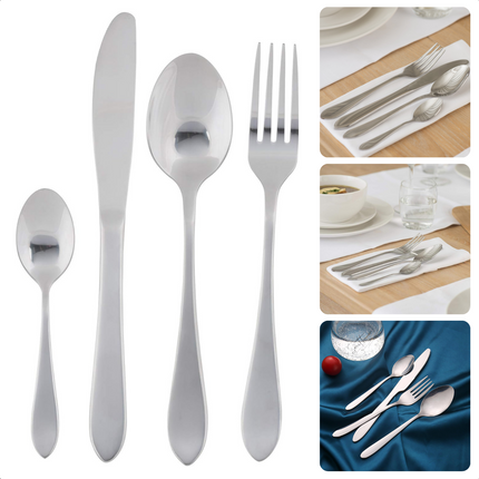 Cheqo® Luxe 16-delige Bestekset  - Vaatwasserbestendig - 4 personen - Messen - Lepels - Vorken - Theelepels - RVS - Perfect cadeau Besteksets