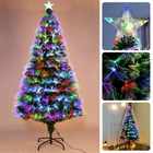 Cheqo® Kunstkerstboom Met Verlichting - Kerstboom met Kerstlampjes - Kerstboomverlichting - 90 cm - Multicolor LED - Fiber Optic - Binnengebruik