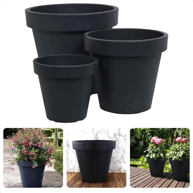 Cheqo® Kunststof Plantenbakken Set - Bloempotten - Bloembak - Bloempot Set voor Binnen en Buiten - Diverse Maten - Tuin en Terras - Duurzaam Design
