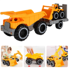 Cheqo® Bouwvoertuigen Speelgoed Set - Kiepwagen - Aanhanger - Bulldozer Speelgoed Voor Binnen en Buiten - Stevig Kunststof