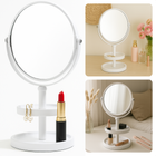 Cheqo® Make-Up Spiegel met Oganizer - Scheer Spiegel - Vergroot Spiegel - Makeup Spiegel met Houder - Wit - Dubbelzijdig - Metaal