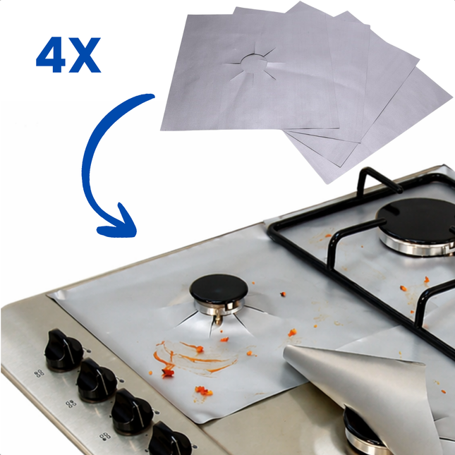 Cheqo® Gasfornuis Beschermfolie - Gasfornuis Beschermers - Beschermfolie Gasfornuis - Fornuis Beschermer - Fornuisbescherming - Gaskookplaat Beschermfolie - Gaskookplaat Beschermer - Kookplaat Beschermfolie