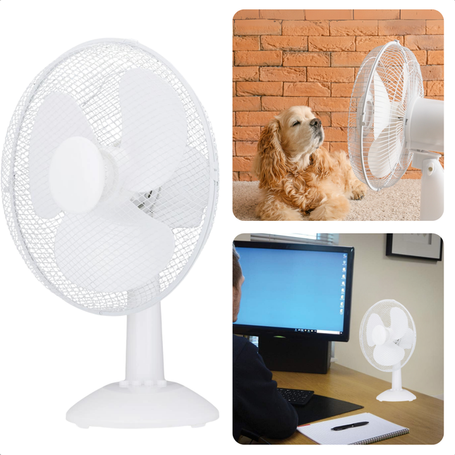 Cheqo® Tafelventilator 30 cm - Krachtige Koeling - Ventilator voor Tafel en Bureau - 35W Compacte Elektrische Ventilator