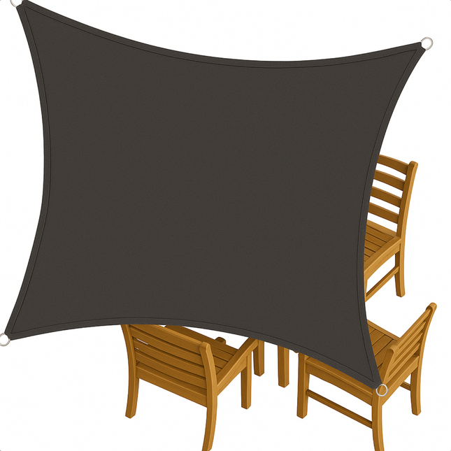 Cheqo® Schaduwdoek Vierkant - Schaduwnet - Zonwering - Zonnezeil - Luifel - Waterafstotend - 3x3 Meter - Polyester UV-bescherming - Grijs