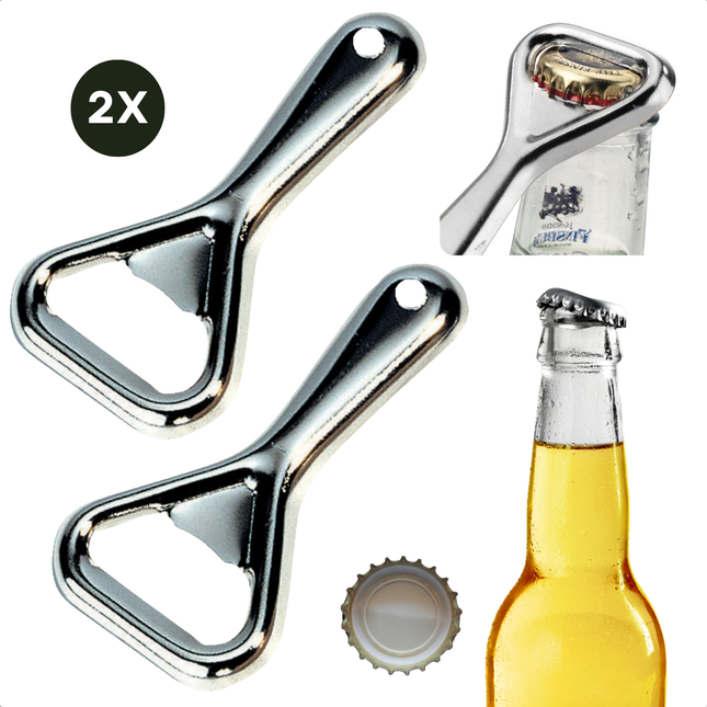 Cheqo® Flessenopener Set - Bieropener - Opener - Flesopener -RVS - 2 Stuks