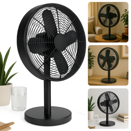 Cheqo® Tafelventilator Zwart - Ventilator 30cm - Tafel Ventilator Zwart - Oscillerende Functie - 3 Snelheden