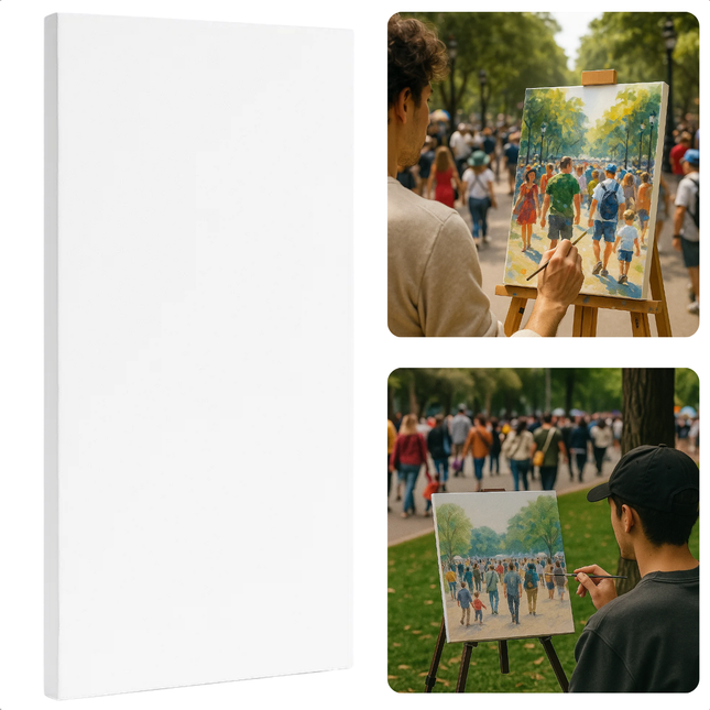 Cheqo® Stretched Canvas - Canvas Schildersdoek - 30x70 cm - Schilderen Op Canvas - Kunst Schildersdoek - Olieverf Geschikt - Acrylverf Canvas - Plakkaatverf Doek - Langwerpig Schilderdoek - Hobby Schilderen - Schilderdoek Voor Kunstenaars