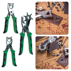 Cheqo® Ogen- en Gatentangenset - 3-delige set - Revolvertang - Drukknopentang - Ogentang - Gaatjestang voor Riem - Perforatietang - Gatenmaker - Ergonomisch en Duurzaam - Leergereedschap leergereedschap