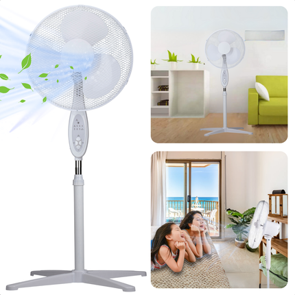 Cheqo® Staande Ventilator - Statiefventilator 40 cm - Aircooler - Airco Alternatief - Verstelbare Hoogte - Koelventilator met Afstandsbediening - Energiezuinig