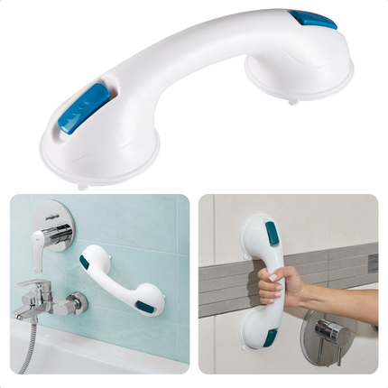 Cheqo® Badgreep Met Zuignappen - Douchegreep - Veiligheidsgreep - Veiligheidssteun Douche - Antislip Handgreep Bad - Kunststof