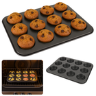 Cheqo® Muffinvorm met Non-Stick Coating - Bakvorm Cupcakes - Cupcakevorm - Ovenbestendig Tot 220 Graden - Voor 12 Muffins - Cupcake Bakvorm - Cupcakes Bakken