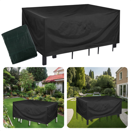 Cheqo® Tuinsethoes - Bescherming tegen Weer en Wind - Tuinmeubelbescherming - Weerbestendige Hoes - 210x210x90cm - Afdekhoes - Beschermhoes Tuinset - Tuinsetbescherming - Waterdicht - UV Bestendig - Extra Sterk Tuinmeubelhoezen