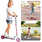Cheqo® Kinderstep Roze - Verstelbare Hoogte - Met Voetrem - PP Wielen - Aluminium Stuur - Draagvermogen van 50 KG - Step - Jongens/Meisjes - Veilig en Stabiel - Cadeau Voor Kinderen - Speelplezier - Speelgoed - Verhoogd Coördinatie & Balans Kinderstepjes