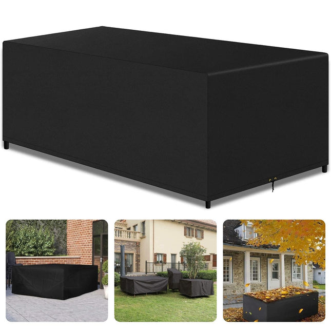 Cheqo® Waterdichte Afdekhoes voor Tuintafel - Zware Kwaliteit - Tafel Beschermhoes - 200 x 95 x H60 cm  - Incl. Opbergzak - UV Bescherming - PVC Coating - 600D Polyester - Hoge Kwaliteit - Tafelhoes Vierkant - Tuinsethoes - Tuinmeubelhoes tuinmeubelhoezen