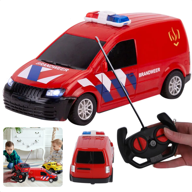 Cheqo® RC Brandweerauto Met Licht - Brandweer Auto Speelgoed - Brandweer Speelgoed met Licht en Geluid - Speelgoedauto met Afstandsbediening- Interactief Kinderspeelgoed