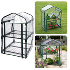 Cheqo® Kweekkas - 2 verdiepingen - 50 x 45 x 80 cm - Voor Planten - Metalen Frame - Transparante PVC Hoes - Roldeur met Rits - Eenvoudig Op te Rollen Hoes - Broeikas - Kas - Serre - Muurkas - Tuinkas - Waterbestendig Tuinkassen