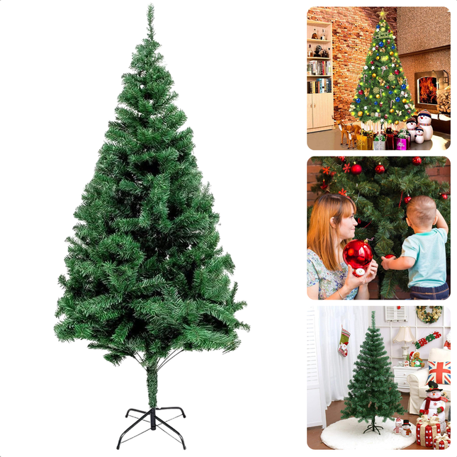 Cheqo® Kunstkerstboom 180 cm - Realistische Kerstboom voor Binnen - Metalen Standaard