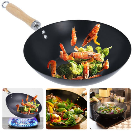 Cheqo® Grote Wokpan 30cm - Voor Alle Warmtebronnen - Soft Touch Handgreep - Gelijkmatige Warmteverdeling - Pannen - Bakpan - Lange Levensduur - Extra Hoge Randen - Wok Pan - Anti-Aanbaklaag Wokpannen