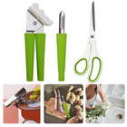 Cheqo® Multifunctionele Keukenschaar Set met Blikopener en Dunschiller - Keukenset - Keukengerei - Keukengereedschap - RVS Keukenschaar