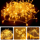 Cheqo® LED kerstverlichting, 54m warm witte lampjes op transparant snoer, energiezuinig en waterdicht, geschikt voor binnen en buiten.