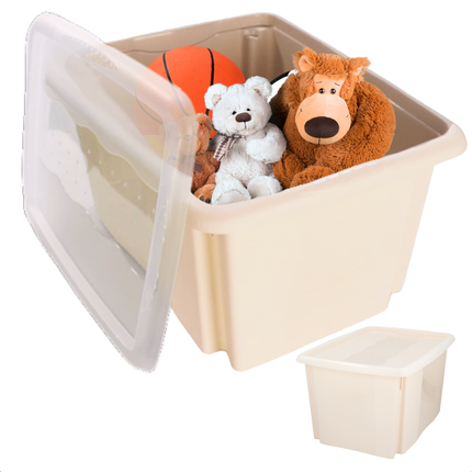 Cheqo® Opbergbox 45L - Opbergdoos - Opslagbox - Kunststof - Met Deksel - Ideaal voor Kledingopslag