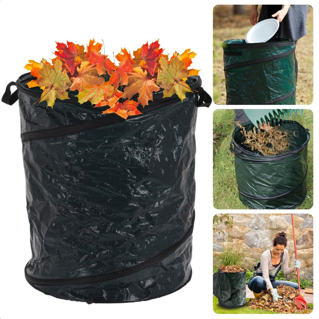 Cheqo® Grote Tuinafvalzak - 85 Liter - Opvouwbaar - Met Handige Draaghengsels - Tuinzak - Tuinafvalemmer - Bladzakken - Waterafstotend Tuinafvalzak -  Afvalzak Tuin - Handig Handvat tuinafvalzakken