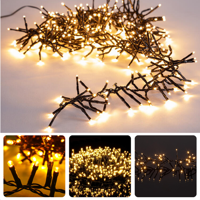 Cheqo® Kerstlampjes - Kerstverlichting - Kerstboomverlichting LED - Warm Wit - 960 LED's - 1240 cm - Timerfunctie