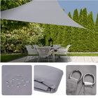 Cheqo® Schaduwdoek Driehoek - Grijs - Waterafstotend Polyester 100% - Compleet met Touw - Verpakt in Afsluitbare Draagzak - 360x360x360cm