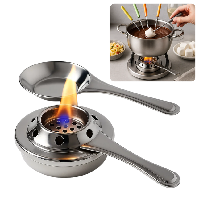Cheqo® Fondue Pan Brander - Roestvrij Staal - Rvs Brander - Fondue Accessoires - Fondue Brander
