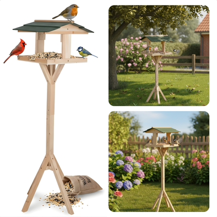 Cheqo® Vogelvoederhuisje op Paal - Vogelhuisje op Paal - Vogelvoederhuis op Paal - Vogelvoederstation - Vogelvoerhuisje - Vogelhuisje Tuin - Vogelhuisje Balkon - Vogelvoederhuisje Tuin - Vogelhuisje Buiten