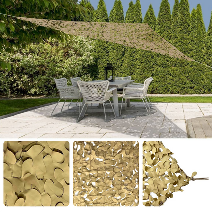 Cheqo® Schaduwdoek Camouflage - Camouflagenet - Camouflage Net - Buitennet - Driehoek 360x360x360cm - Olijfgroen - 210D Polyester - 3x 3.50m Touw - Met Afsluitbare Draagzak