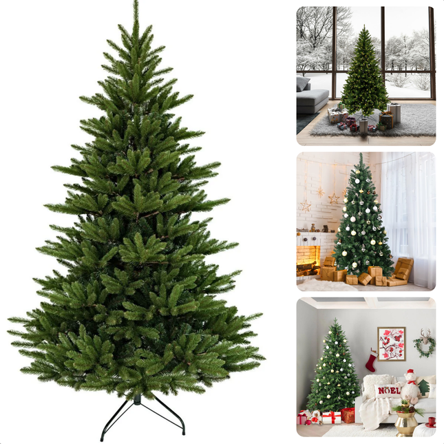 Cheqo® Luxe 150 cm kunstkerstboom van PVC met metalen standaard en 753 takken, perfect voor een realistische kerstdecoratie.