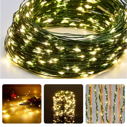 Cheqo® Kerstverlichting - Kerstboomverlichting - Kerstlampjes - Sfeerverlichting - LED Verlichting - Voor Binnen en Buiten - Tuinverlichting - Feestverlichting - Lichtsnoer -  45 Meter - 1500 LED's - 8 Lichtfuncties - Warm Wit - Soft Wire Kerstboomverlichting