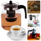 Cheqo® Glazen Theepot met Filter - 1.5L - Voor Losse Thee - Met Filter - Grote Theepot van Glas