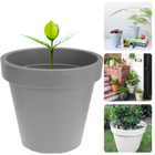 Cheqo® Ronde Grijze Bloempot - Plantenbot Grijs - 20cm - Kunststof Pot voor Binnen en Buiten