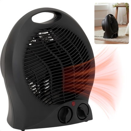 Cheqo® Ventilatorkachel - Compacte Kachel - Draagbare Verwarming - Warme En Koude Lucht - Heater - Verwarmer - Bureau Verwarming - Praktisch Handvat - Bijverwarming - Caravan Verwarming - Tent Verwarming