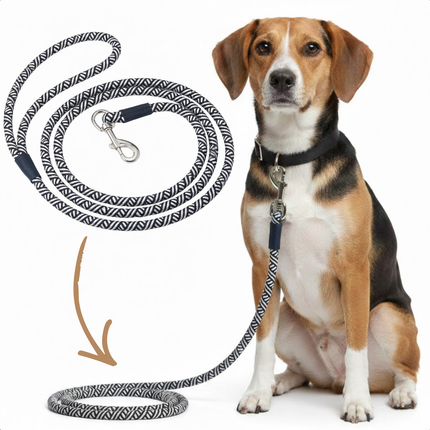 Cheqo® Hondenriem - Hondenlijn - Looplijn Hond - Honden Riem - Zwarte Hondenriem - Zwart Wit Hondenlijn - Zwart Witte Hondenriem - Gestreepte Hondenriem