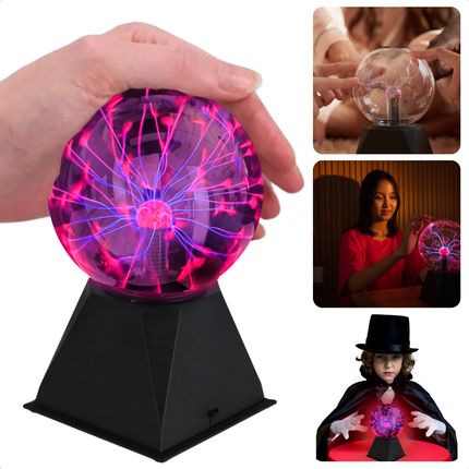 Cheqo® Plasma Bol - Plasmabol Lamp - Plasmabal - Discolamp - Plasma Effect - Zwart - Werkt op Geluid