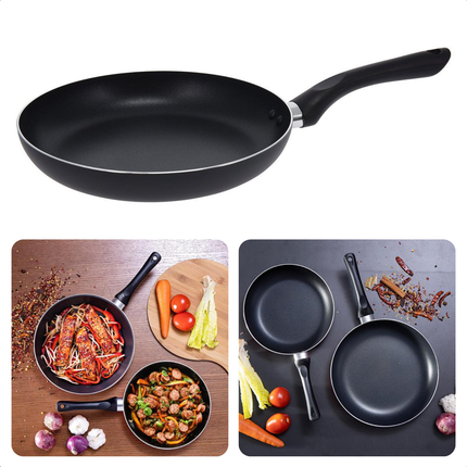 Cheqo® Aluminium Koekenpan 24 cm - Bakpan - Zwart - Geschikt voor Gas en Keramisch - Duurzaam en Anti-aanbak