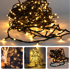 Cheqo® Koppelbare Kerstverlichting voor Buiten - Kerstlampjes - Kerstboomverlichting - 100 LED Warm Wit - 10m Buiten IP44 - Zwart Snoer