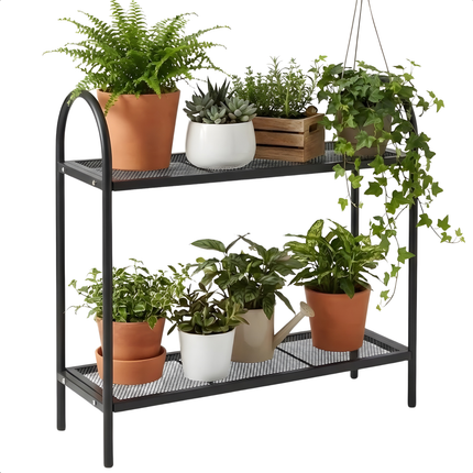 Cheqo® Plantenrek - Plantenstandaard - Bloemenstandaard - Bloemenrek - Plantenrek Zwart - Plantenstandaard Zwart - Opvouwbaar Plantenrek - Opvouwbare Plantenstandaard - Plantenrek Binnen - Plantenrek Buiten