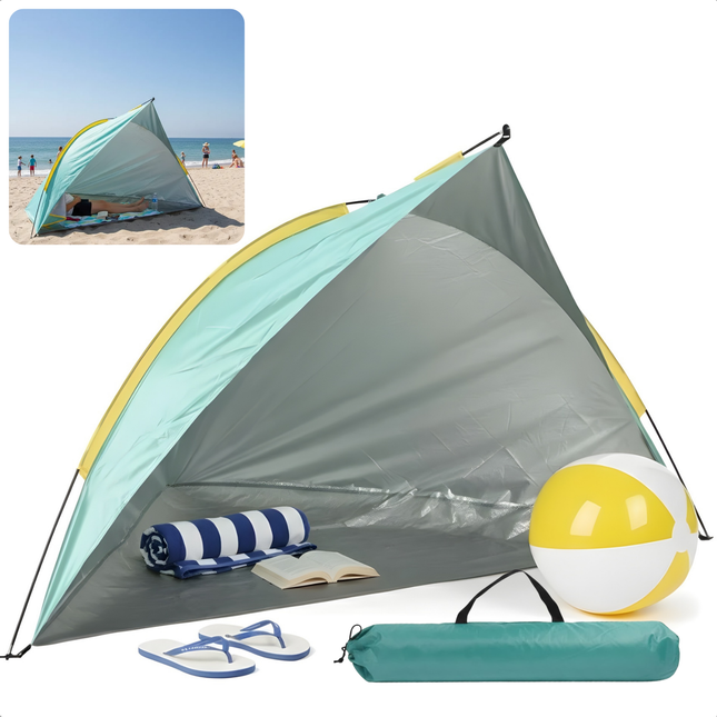 Cheqo® Strandtent - Strand Shelter - Beach Shelter - Strand Shelter Pop Up - Pop Up Strandtent - Pop Up Tent Strand - Strandtent Pop Up - Strandtentje - Groen Strandtent