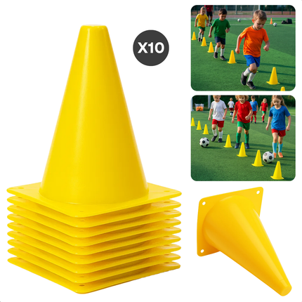 Cheqo® Voetbal Pionnen - Behendigheid En Coördinatie - Pionnen Set - Gele Pilonnen - Stapelbare Pionnen - Lichtgewicht Pionnen - Slalommen Training - Snelheid En Reactievermogen - Voetbal Oefenmateriaal - Kunststof Pion Set