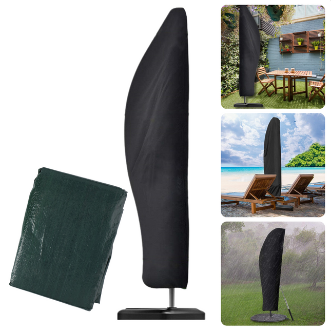 Cheqo® Hangparasolhoes 265 cm - Beschermhoes voor Hangparasol - Polyester - 70 cm Breed - Weersbestendige Parasolhoes - Voor Zweefparasol - Voor Staande Parasol - Ritssluiting - Elastische Zoom - Extra Sterk Materiaal Tuinmeubelhoezen