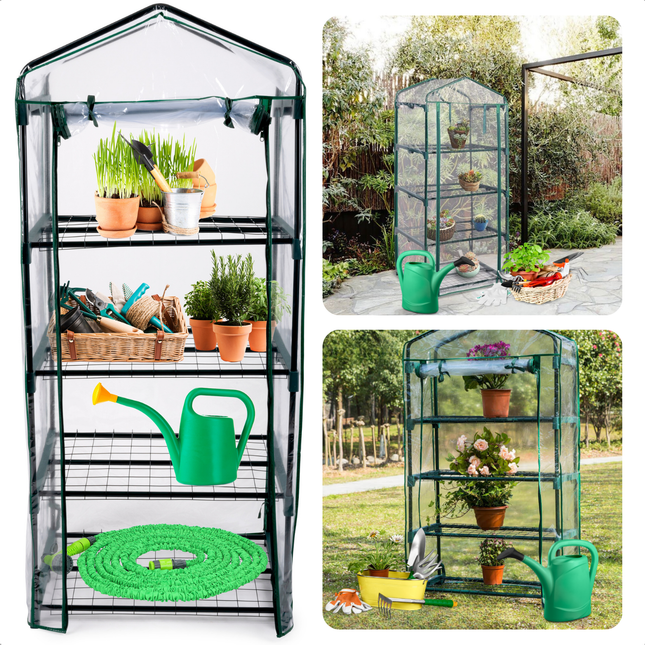 Cheqo® Mini Kas 4 Lagen - Broeikas - Foliekas - Moestuin - Weerbestendige Plantenkas - Kweekkas - Met Opbergruimte