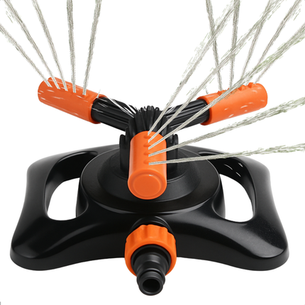 Cheqo® 3-Armige Wervelende Tuinsproeier – Zwenksproeier met 360 Graden Bewatering – Gazonsproeier met Tuinslangaansluiting – Waterstroom Aanpasbaar – Brede Spray & Smalle Straal