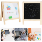 Cheqo® Dubbelzijdig Schoolbord met Houten Stand - Krijt- en Magnetisch Tekenbordje met Accessoires - 22.5x22.5 cm - Tekenbord - Krijtbord - Whiteboard