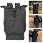 Cheqo® Zwarte Rugzak - 35L - Rugtas - Schooltas - Groot Dagelijks Gebruik - Verstelbare Schouderbanden - Bodemvak & Mesh-zijvakken - Comfortabele Foam Achterzijde