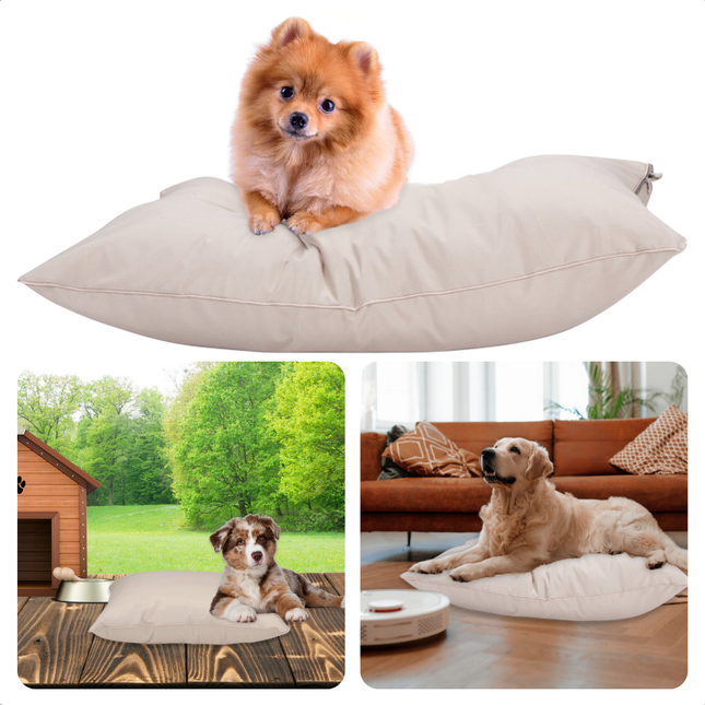 Cheqo® Hondenkussen - Huisdierbed - Hondenmand - Benchkussen - Hondenbed - Waterdicht - Voor Grote Honden - Beige